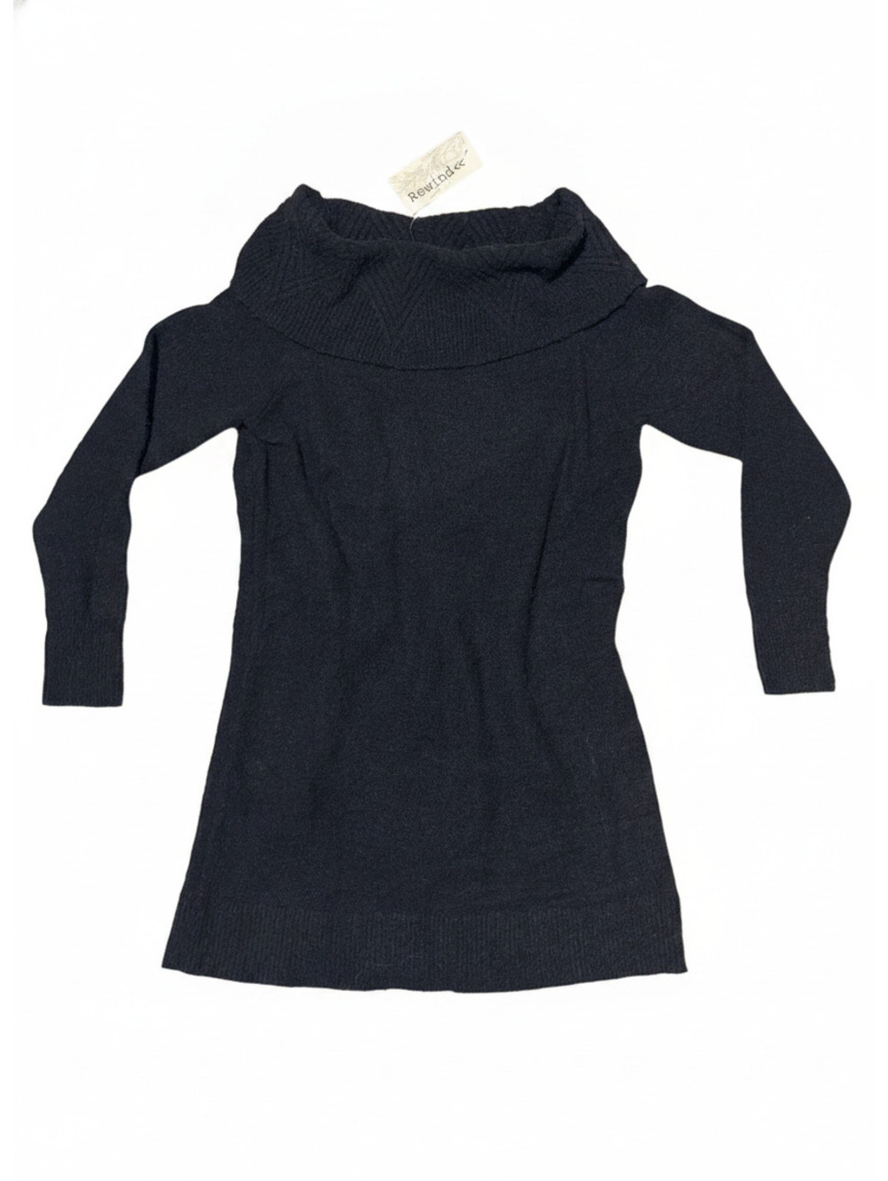 Rewind Black Long Sleeve Sweater with Cowl Neck Size M